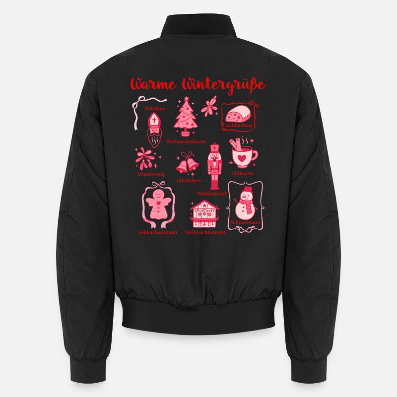 Warmth Winter Greetings Pink Figurines Unisex Bomber Jacket