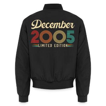 20 Year Anniversary Gift Born December 2005 - Unisex Bomber Jacket - black - Back - AI Model Male 185 light (185cm)