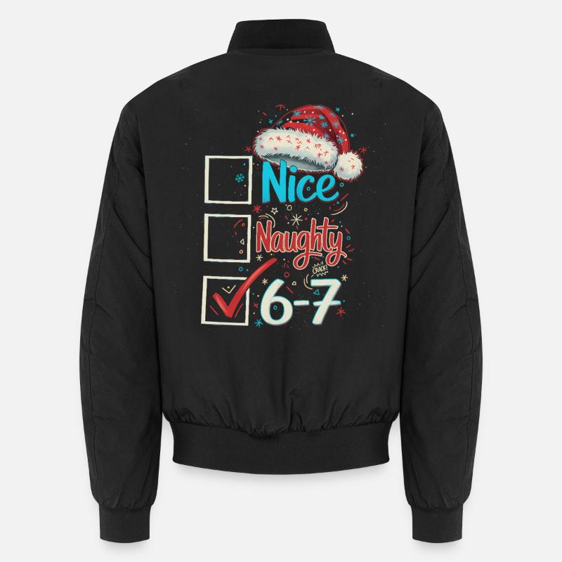 Nice Naughty 6 7 Weihnachten - Unisex Bomberjacke - Schwarz