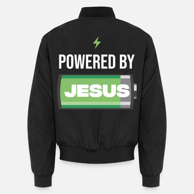 Power by Jesus Battery Illustration Unisex Bomber Jacket