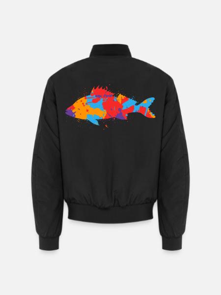Bunter Barsch Angler Design Barsche Angeln Fischen - Unisex Bomberjacke - Schwarz