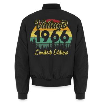 Vintage 1966 Vintage Birthday Gift Retro - Unisex Bomber Jacket - black - Back - AI Model Male 185 light (185cm)