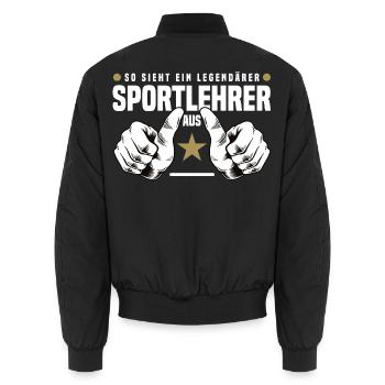 Sportlehrer - Unisex Bomberjacke - Schwarz - Hinten - AI Model Male 185 light (185cm)