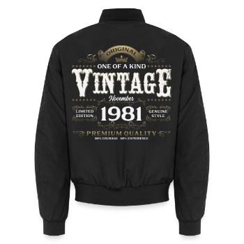 44ème Anniversaire Millésime Novembre Cru 1981 - Bomber unisexe - noir - Dos - AI Model Male 185 light (185cm)