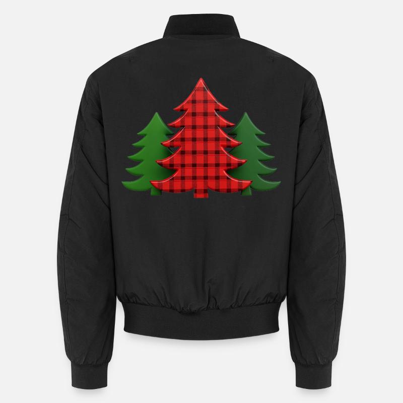 Plaid Tree Christmas Trees Christmas Tree - Unisex Bomber Jacket - black