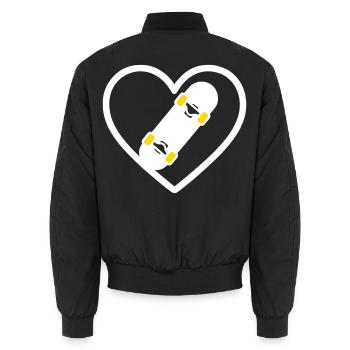 Skateboard Heart Street Sport Passion - Unisex Bomber Jacket - black - Back - AI Model Male 185 light (185cm)