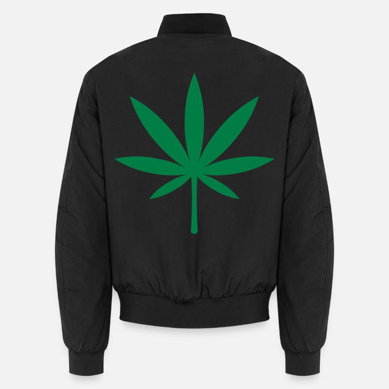 Cannabis / Marijuana / Hemp Leaf (Green) - Unisex Bomber Jacket - black