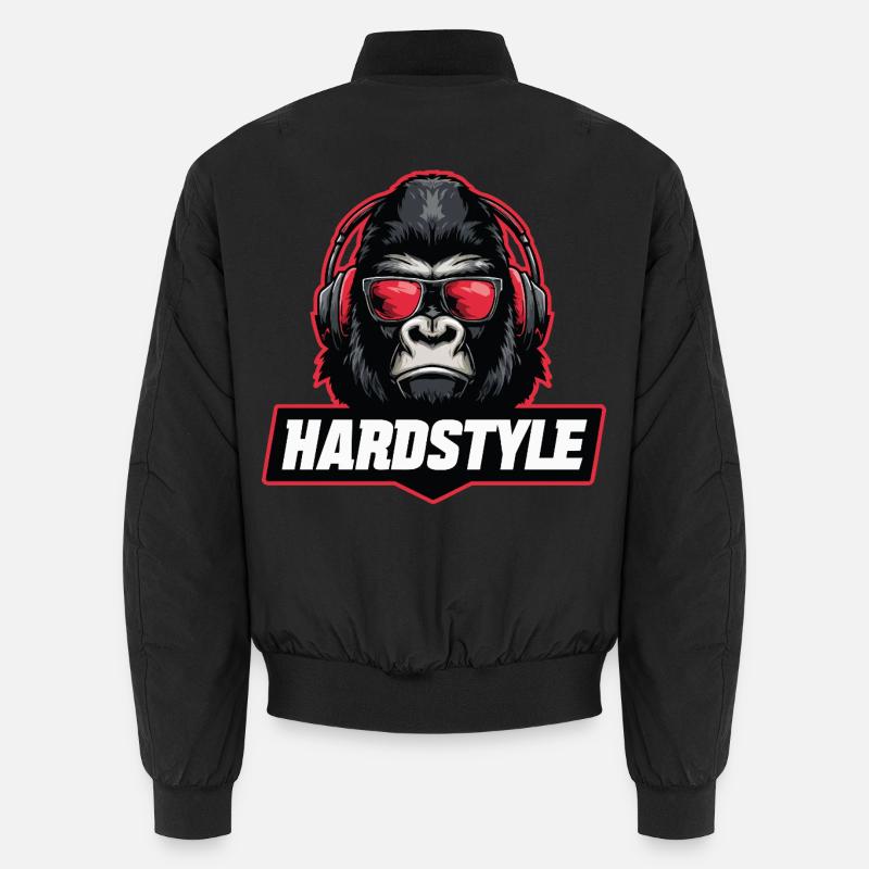 Hardstyle Gorilla – Musik Design mit Kopfhörern Unisex Bomberjacke