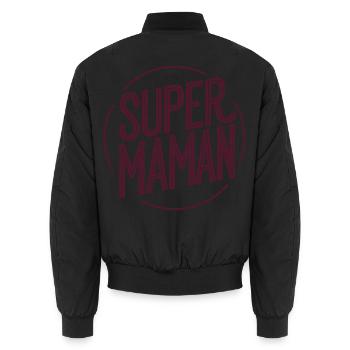 Super-Mama - Unisex Bomberjacke - Schwarz - Hinten - AI Model Male 185 light (185cm)