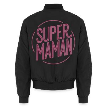 Super-Mama - Unisex Bomberjacke - Schwarz - Hinten - AI Model Male 185 light (185cm)