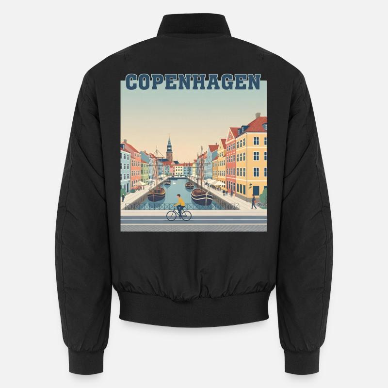 Copenhagen Canalscape Pastel Harbour Unisex Bomber Jacket