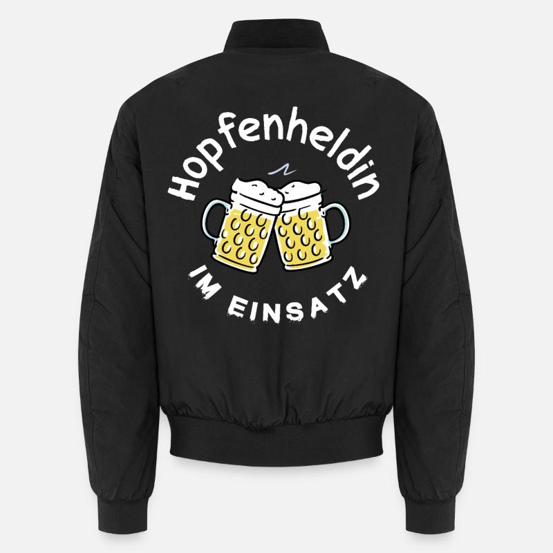Hopfenheldin im Einsatz Kellnerin Barfrau Bier Unisex Bomberjacke
