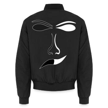 Masque de contraste abstrait pour les lignes du visage - Bomber unisexe - noir - Dos - AI Model Male 185 light (185cm)