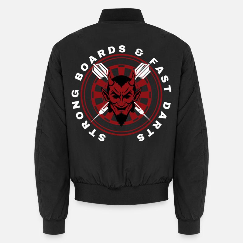 Darts, bullseye, dartboard and devil. - Unisex Bomber Jacket - black