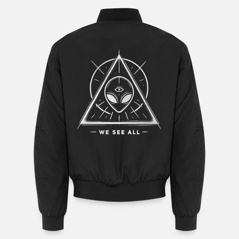 UFO Alien Eye Triangular Sigil - Unisex Bomber Jacket - black