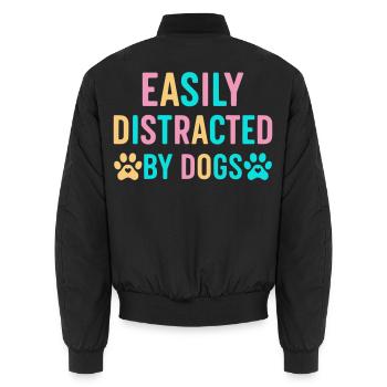 Leicht ablenkbar durch Hunde - Unisex Bomberjacke - Schwarz - Hinten - AI Model Male 185 light (185cm)