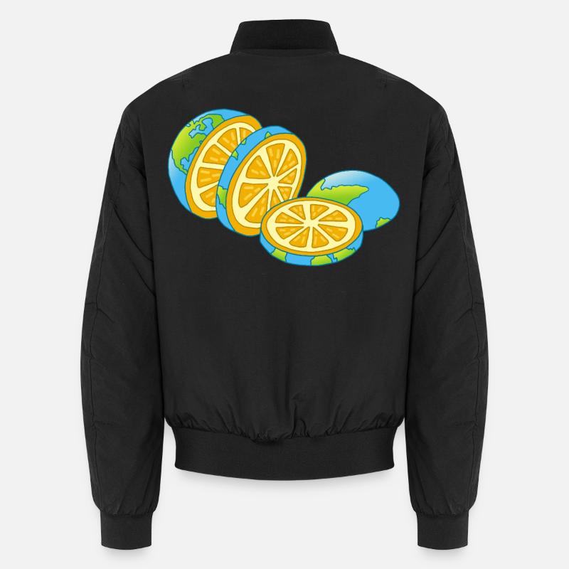 Planet Earth is an orange - Unisex Bomber Jacket - black