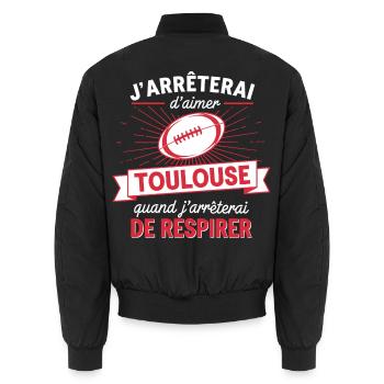 Supporter Rugby Humour Toulouse - Unisex Bomber Jacket - black - Back - AI Model Male 185 light (185cm)