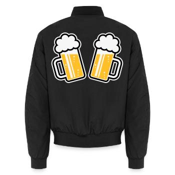 2 Bierkrüge Prosten Zu, Prosit! (Bier Maßkrüge 3C) - Unisex Bomberjacke - Schwarz - Hinten - AI Model Male 185 light (185cm)
