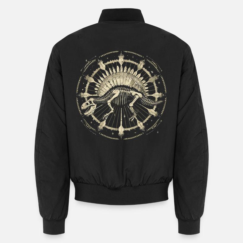 Stegosaurus Skelett – Kosmisches Boho Fossil Unisex Bomberjacke