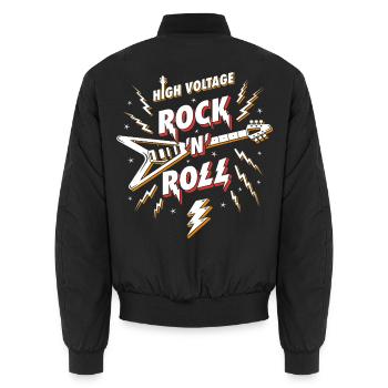 Guitare rock n roll haute tension - Bomber unisexe - noir - Dos - AI Model Male 185 light (185cm)