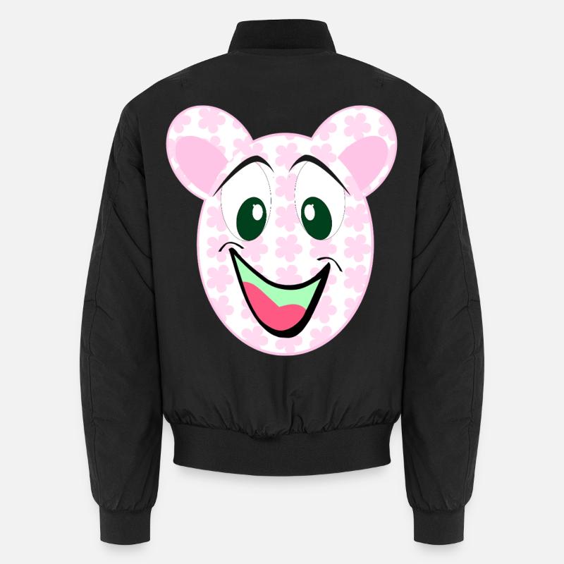 Bär Blumenmuster Lächeln - Unisex Bomberjacke - Schwarz
