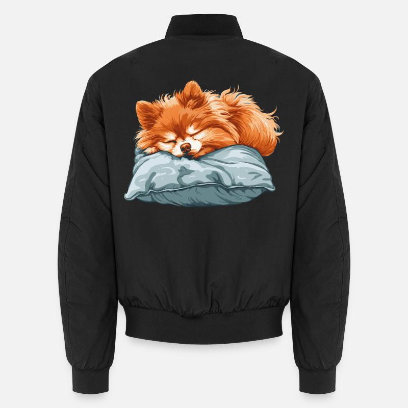 Schlafender Spitz auf Kissen Unisex Bomberjacke