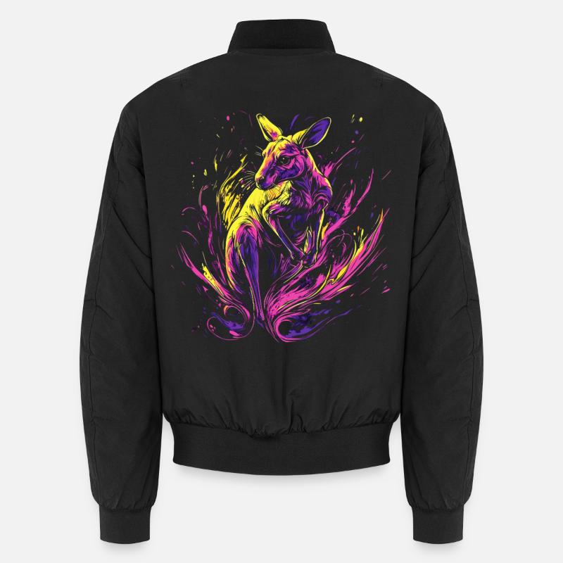 Kangaroo Animal Australia Down Under Neon Colorful Art Unisex Bomber Jacket