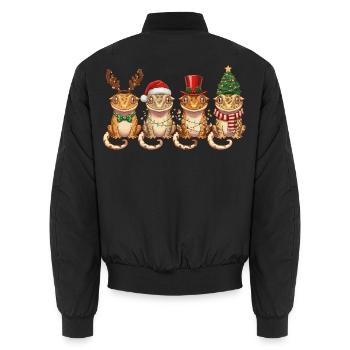 Kronengecko Weihnachtsmann Weihnachtsbeleuchtung - Unisex Bomberjacke - Schwarz - Hinten - AI Model Male 185 light (185cm)