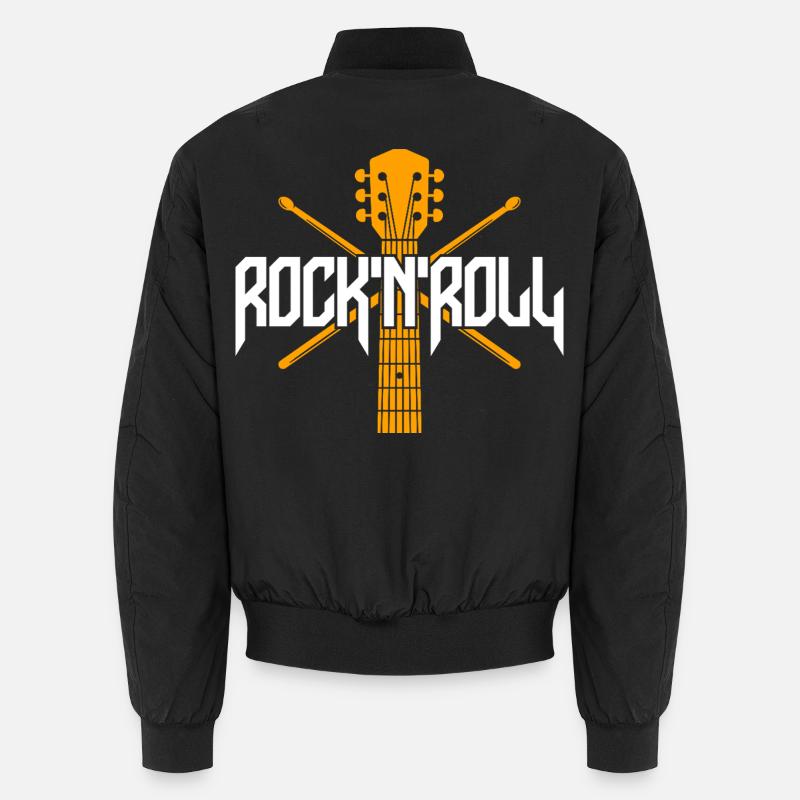 Rock 'n' Roll Gitarre und Drumsticks Emblem Unisex Bomberjacke