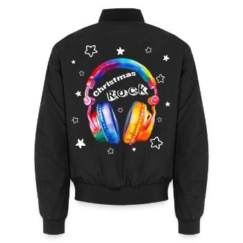 Christmas Rock Kopfhörer Weihnachten cool - Unisex Bomberjacke - Schwarz - Hinten - AI Model Male 185 light (185cm)