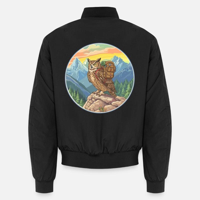 Niedliche Eulenwanderung Camping Bergabenteuer - Unisex Bomberjacke - Schwarz