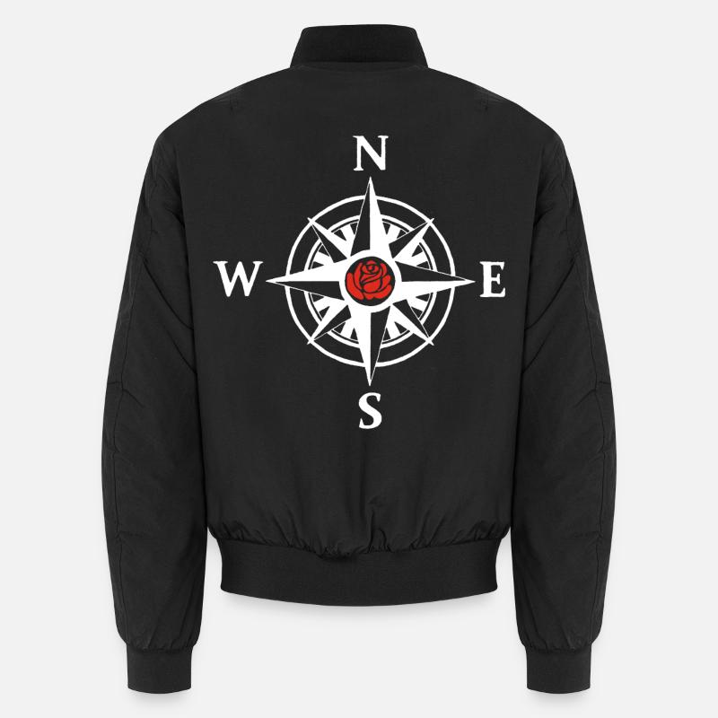 Compass Rose and Nature (White) Unisex Bomber Jacket