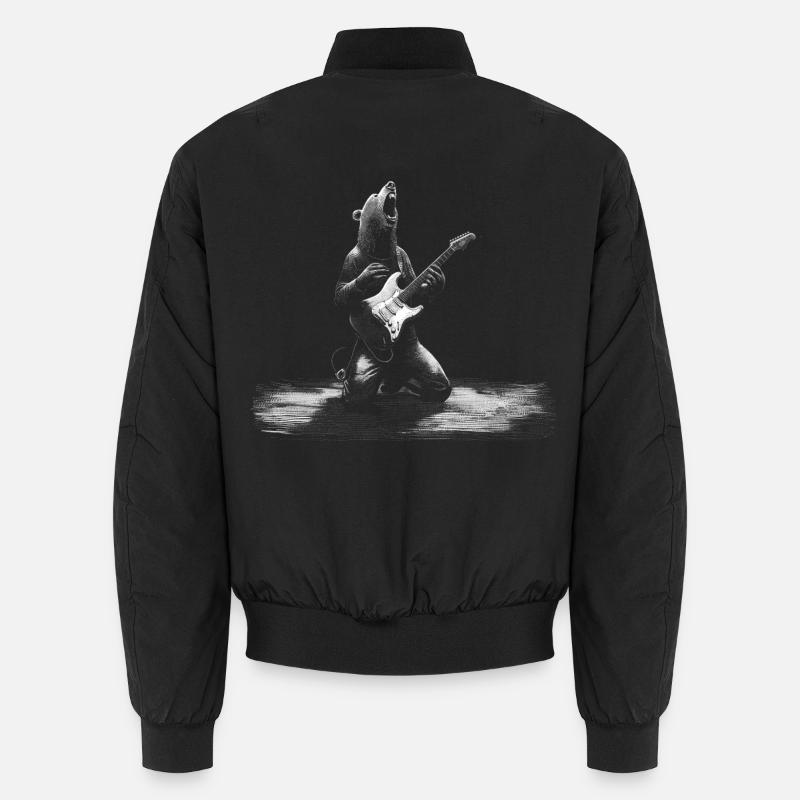 Wild Bear Playing Electric Guitar - Rocker Gift Unisex Bomber Jacket
