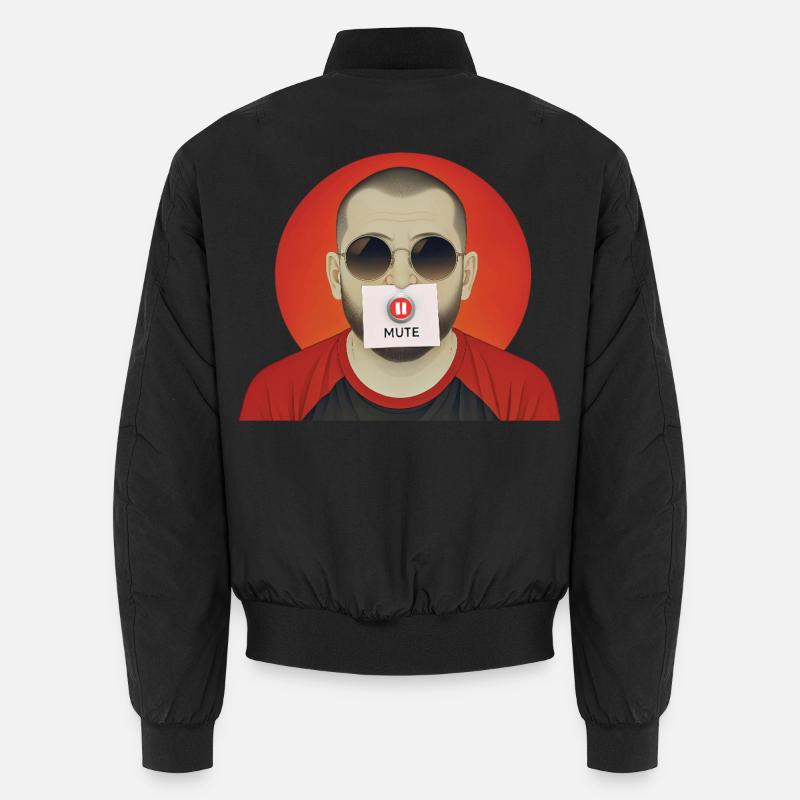 MUTE MAN - nice people - Unisex Bomber Jacket - black