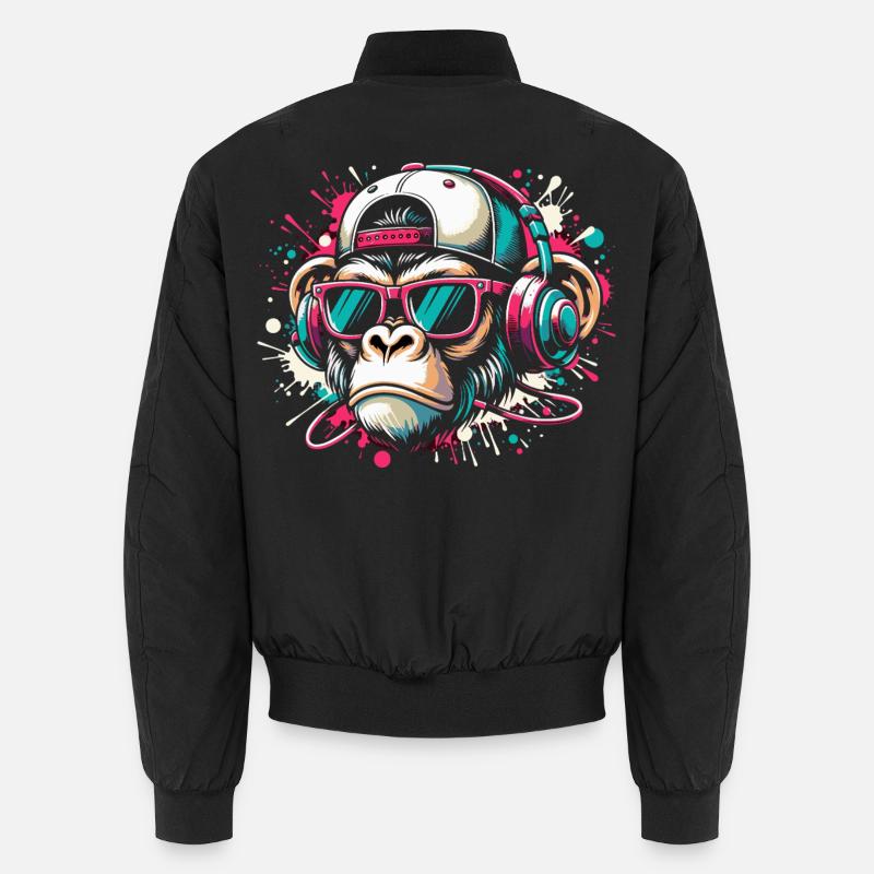 Cooler Affe mit Sonnenbrille und Beats Unisex Bomberjacke