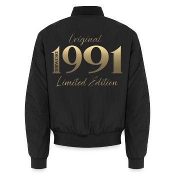 34e anniversaire Original décembre Né en 1991 - Bomber unisexe - noir - Dos - AI Model Male 185 light (185cm)