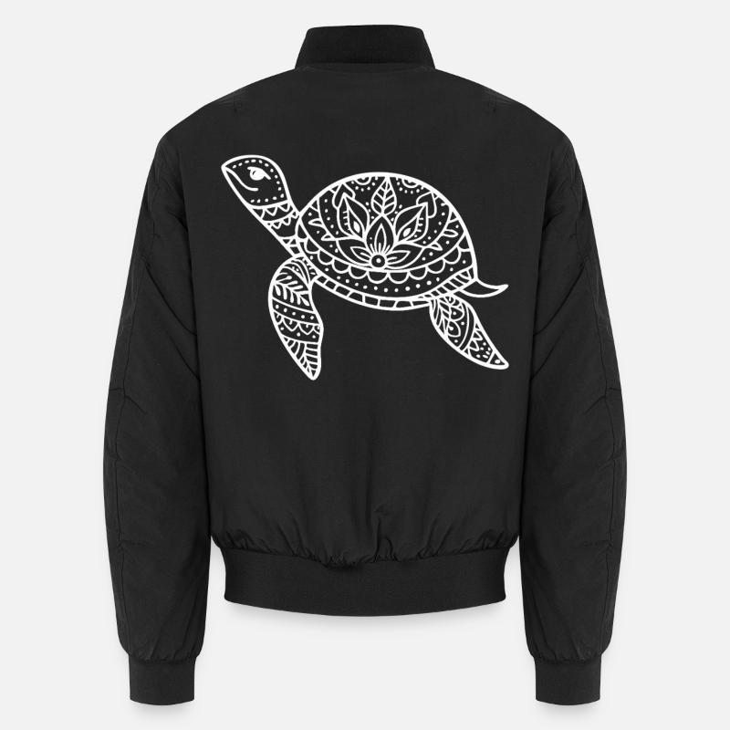 Boho turtle with pattern shell - Unisex Bomber Jacket - black
