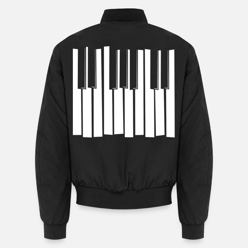 Piano Keyboard Strip Pattern - Unisex Bomber Jacket - black