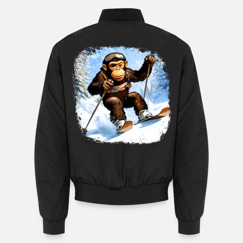 Affen Ski / Skifahrer Affe Unisex Bomberjacke