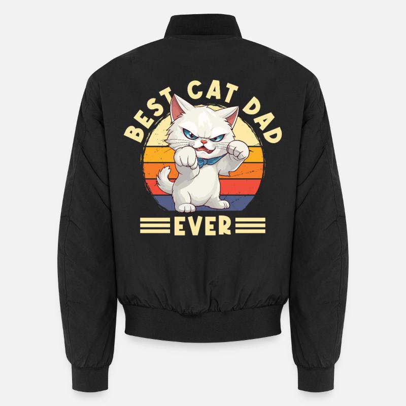 Cat Best Cat Dad Ever Cat Dad Funny Saying Unisex Bomber Jacket
