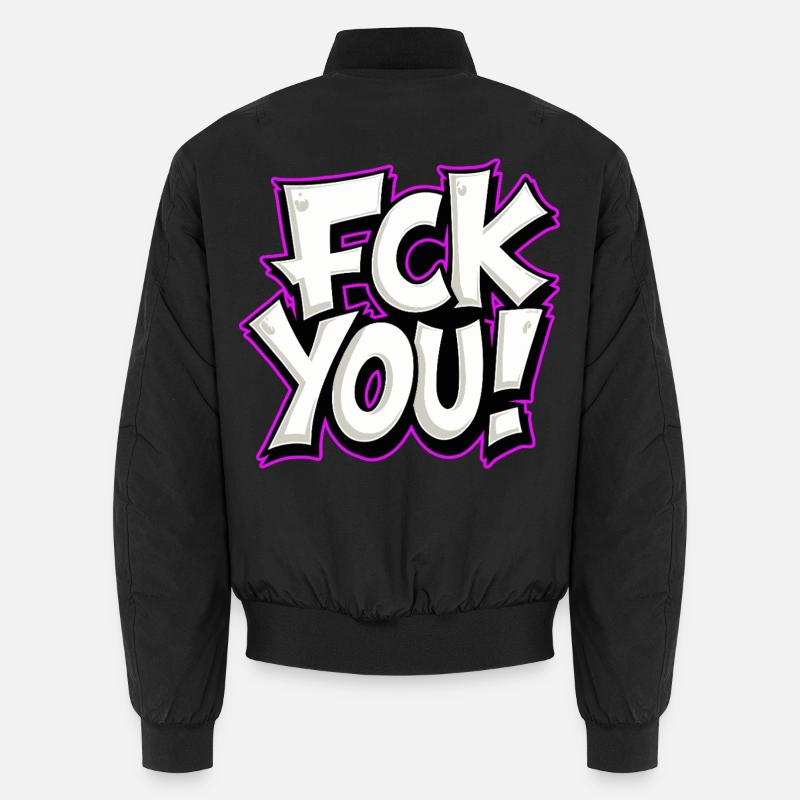 FCK YOU lettering provocative statement - Unisex Bomber Jacket - black