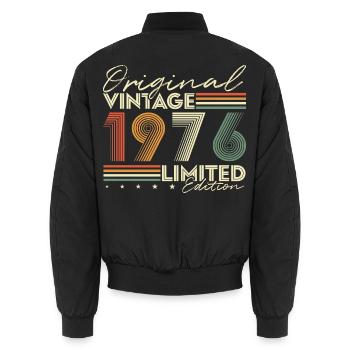Original 1976 Jahrgang Vintage Geburtstag Retro - Unisex Bomberjacke - Schwarz - Hinten - AI Model Male 185 light (185cm)