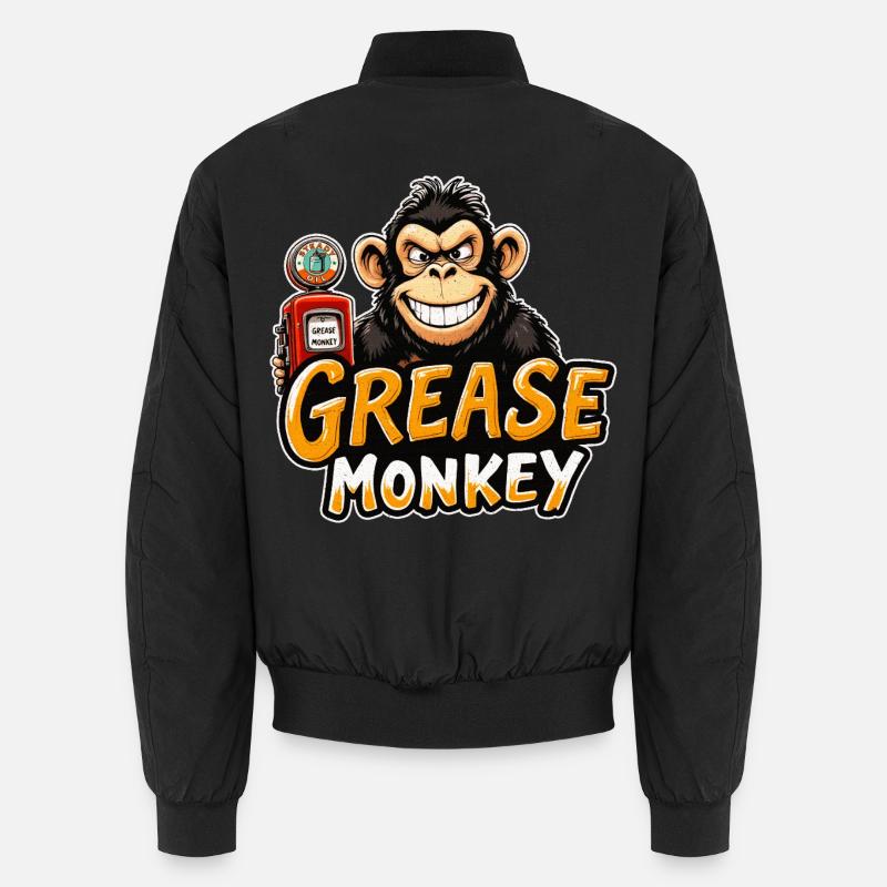 GreaseMonkey Grinning Mechanic - Unisex Bomber Jacket - black