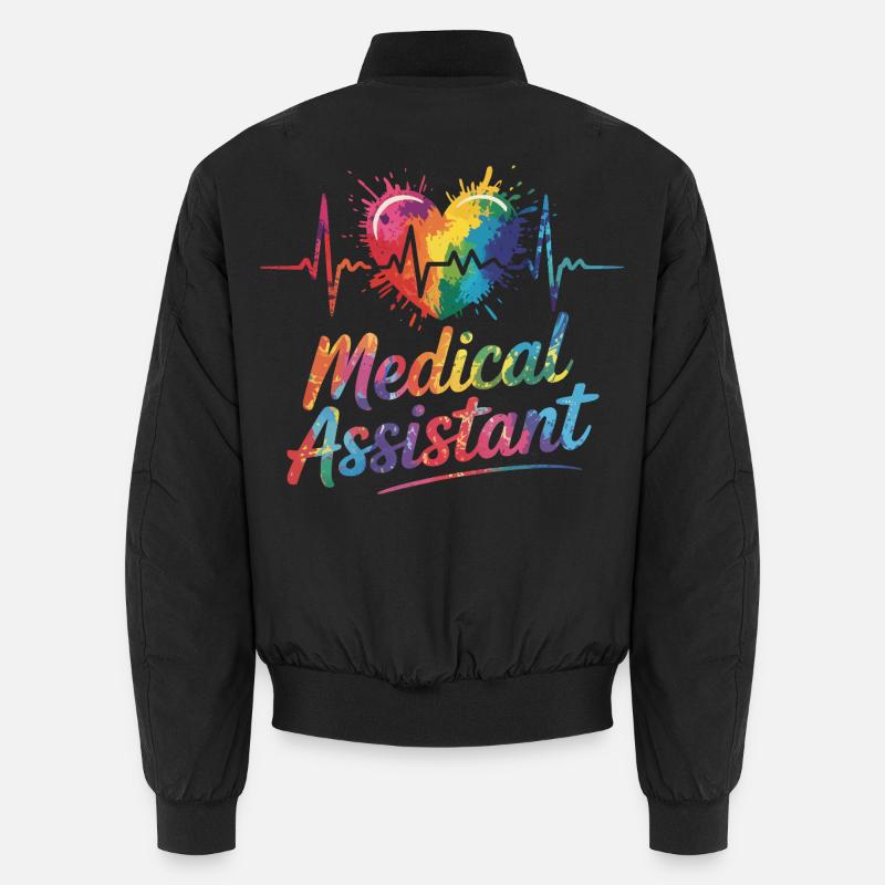 Regenbogen Medizinalassistent Herz Unisex Bomberjacke