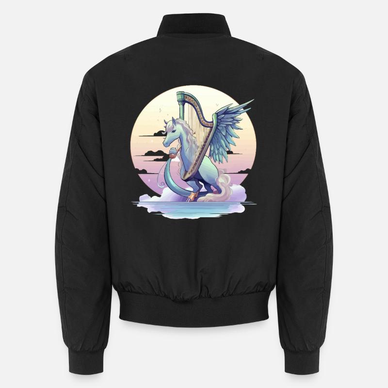 Pegasus mit Harfe am Abend - Unisex Bomberjacke - Schwarz