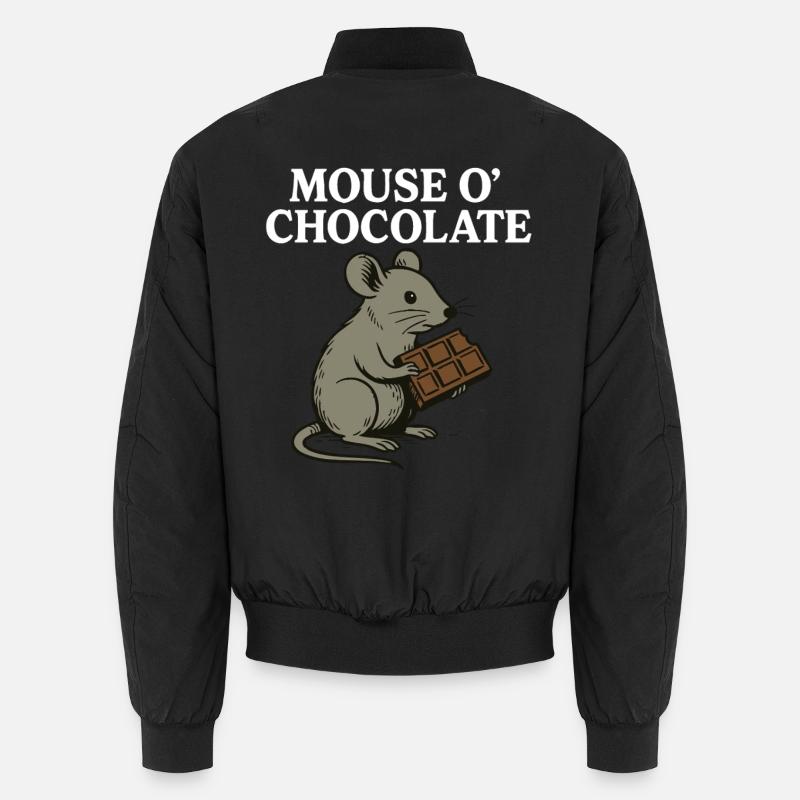 Mouse o'Chocolate Funny Pun Mouse - Unisex Bomber Jacket - black