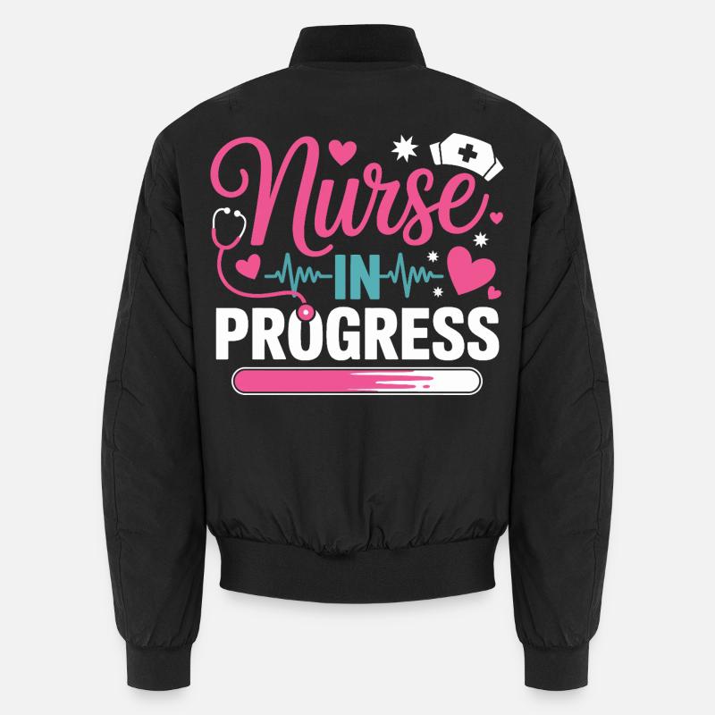 Nurse In Progress Pink Blau Unisex Bomberjacke