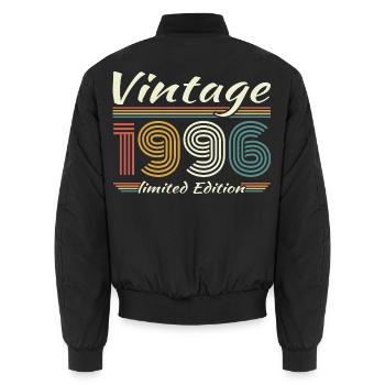 Vintage 1996 Vintage Retro Birthday Gift - Unisex Bomber Jacket - black - Back - AI Model Male 185 light (185cm)