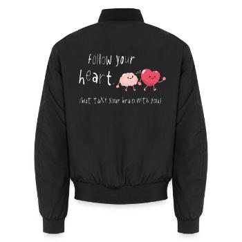 Suis ton cœur, emmène ton cerveau avec toi, Spruch - Bomber unisexe - noir - Dos - AI Model Male 185 light (185cm)